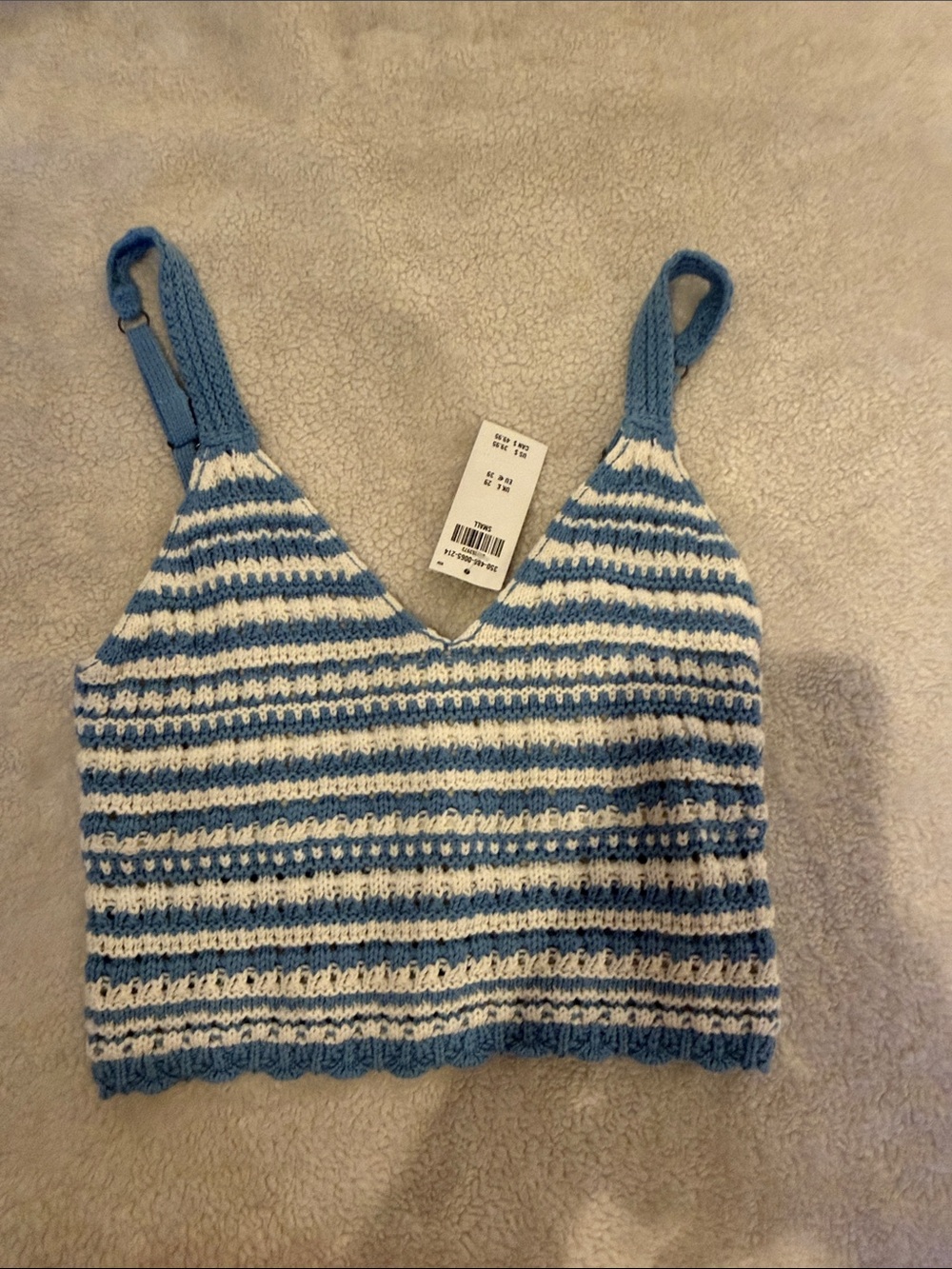Hollister Blue & White Striped Knit Cropped Tank